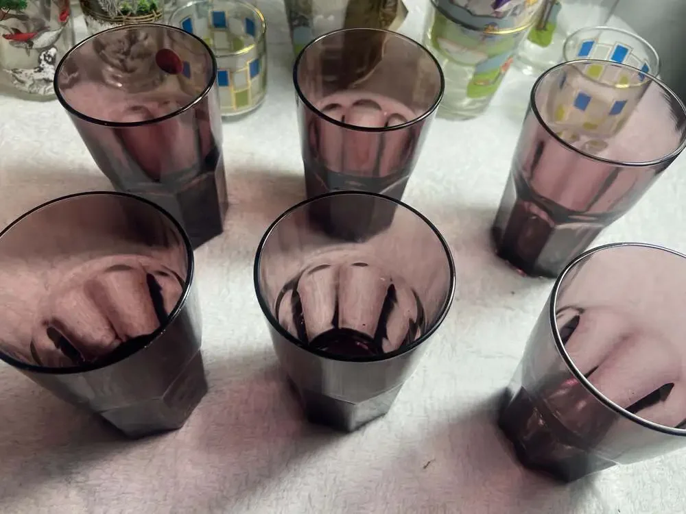 Vintage Libbey Gibraltar Amethyst Purple Glass Tumblers (Set of 6)